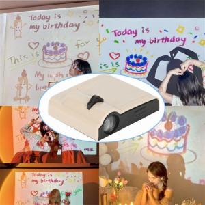 LED Happy Birthday Projector Lamp Indoor Lighting Atmosphere Projector Net Celebrity Birthday Party Photo Props Lamp Gift