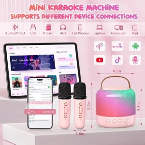 Karaoke Machine with 2 Wireless Microphones Portable Bluetooth Speaker Birthday and Holiday Gifts for Kids Girls and Boys2026