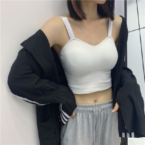 Summer beautiful back chest wrap tube top wide shoulder strap womens vest without steel ring bra small chest shows large gathering outer wear underwear