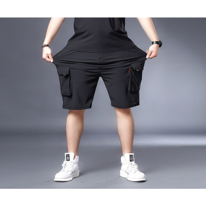 【Plus Size】40-130KG Men Big Large Size Oversized Cargo Shorts Male Stretch Wide Leg Black Casual Slim Fit Multi Pocket Short