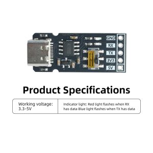 Kirilgu USB To TTL Serial Port  Converter Module 3.3V/5V Switch CH340N Chip With RX/TX LED Indicators 5B9Z4