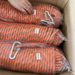 （STOCK)100m *12mm climbing rope/static rope/safety rescue rope/fire rope with 2 climbing buckles