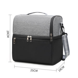 กระเป๋าใส่อาหารกลางวัน สองช่อง กันน้ำ ถุงอาหารกลางวัน ฉนวน ความจุขนาดใหญ่ แฟชั่น ผู้ใหญ่ โรงเรียน