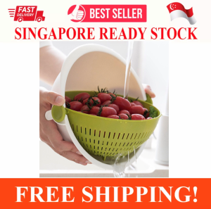 2 IN 1 KITCHEN COLANDER MULTI FUNCTION KITCHEN STRAINER DOUBLE DRAIN BASKET BOWL ROTATABLE DRAIN BASIN AND BASKET KITCHEN VEGETABLE DRAINER (FREE SMALL SIZE DRAINER)