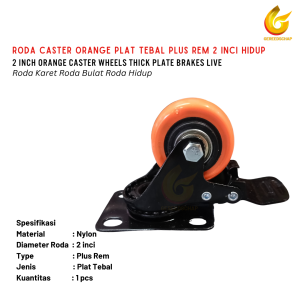 1 pcs Roda Caster Hidup 2 Inci Plat Tebal Plus Rem Etalase Troli