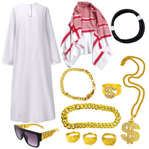 Middle Eastern Arabic Style Clothing Set Robe for Men and Women Dubai Rich Emirati cosplay Costume