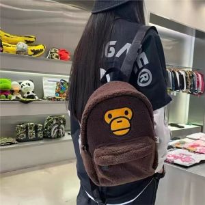 Versatile bag new commuter bag simple cartoon monkey student backpack plush backpack large capacity furry backpack ZH