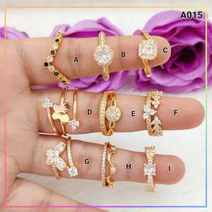 Cute Jewelry Cincin Dewasa Kupu Permata Zircon Perhiasan Lapis Emas A015