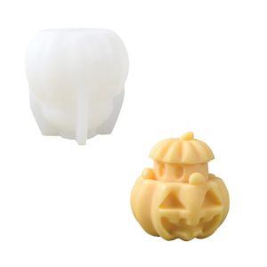 SUNNY BAR 3D Ghost Pumpkin Mold Halloween Silicone Candle Mold Epoxy Resin Horrible Soap Mould Home Decor