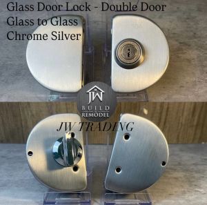 Glass Door Stainless Steel SUS304 Lock with Key - Easy DIY (Chrome Silver/ Chrome Black) 8 - 12mm Tempered Glass