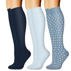 3 Pairs Performances Boosting Compressed Socks Fatigue Relief Long Stockings for Active Lifestyle and Everyday Leg Care