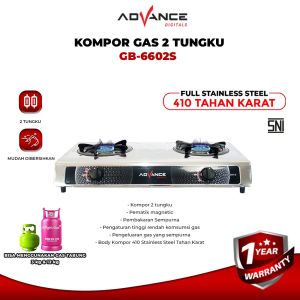 Advance Kompor Gas 2 Tungku Stainless Steel - GB6602S - FREE ONGKIR Jabodetabek