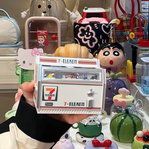 Miniature Simulation Small Freezer Color DIY Light and Sound Small Desk Lamp with Accessories 66 Particles 7-11& Freezer Decorations