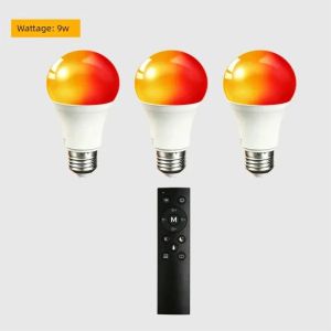 Amber Sleep Light Bulb 670nm Red Light Therapy LED Night Light with Remote Control E27 E26 110V 220V for Bedroom Sleep Relaxation