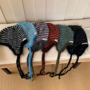 PHANT Rabbit Fur Earflap Hat Plush Korean Style Knitted Hat Casual Cold Proof Ear Cap Girls