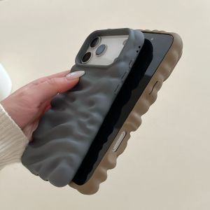 Matte Simple 3D Cream Texture Back Phone Case For iPhone 17 Air 16 15 14 Plus Pro Max Shockproof Wrinkle Soft Protective Cover