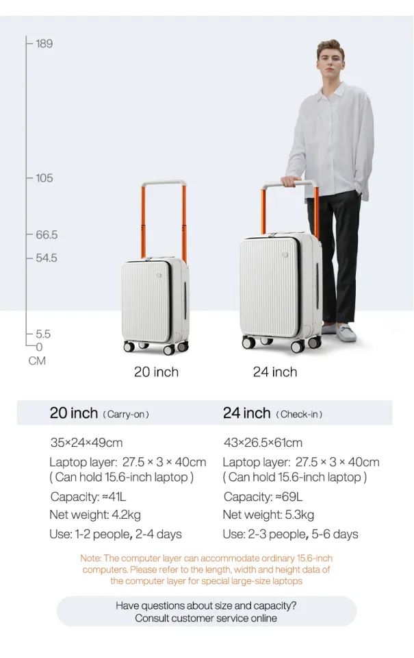 Mixi Front Opening Wide Handle Luggage with Laptop Compartment