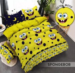 Sprei Karakter Seprei Spiderman Spongbob Doraemon Ukuran 180 X 200 King Tebal dan Tidak Luntur