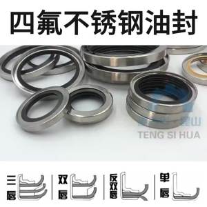 Polyimide yellow double lip PTFE dry grinding stainless steel oil seal dust resistant air high-speed rotating shaft oil seal (1pcs)