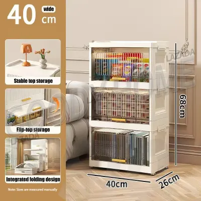 LifeStow Foldable Storage Cabinet Clothing Transparent Kitchen Organizer Drawer Cabinet With Wheel For Clothes