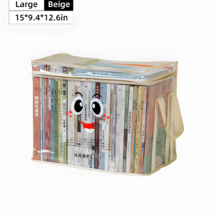 KAPEKANZ กระเป๋าเก็บของแบบใส กันฝุ่น วางซ้อนกันได้ กระเป๋าจัดเก็บหนังสือ พลาสติก PVC แบบใส มีซิป กันฝุ่น กันน้ำ เก็บหนังสือ ล่องเก็บของเล่นความจุขนาดใหญ่นัก