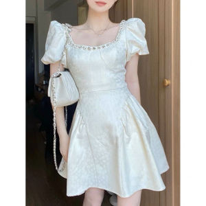 Đầm Váy Đính Đá Trắng Cổ Vuông Dáng Xòe Dạo Phố Dự Tiệc Chụp Hình NT8522