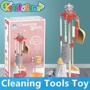 KiddoZone Kids Cleaning Toy Set Simulation Cleaning Tool Pretend to Play Mop Broom Dustpan Housekeeping Toys Gifts for Girls and Boys