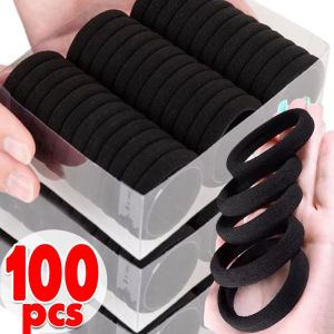 Hair Bands Hair Ties Ponytail Holder Elastic Hair Rope Black Hair Tie Strong Hold Hair Band Women Hair Accessories Girls Hair Tie Korean Hair Accessories Soft Hair Elastic No Damage Hair Tie Stretch Hair Band Daily Hair Accessories