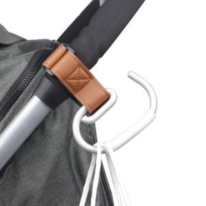 NOBLELYN PU Baby Stroller Hooks Aluminum Alloy Hook Solid Color Cart Organizer Portable Pram Hanging Hook