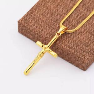 kalung emas tatinium liontin salib rantai gepeng pria dan wanita antikrat dan luntur selamanya