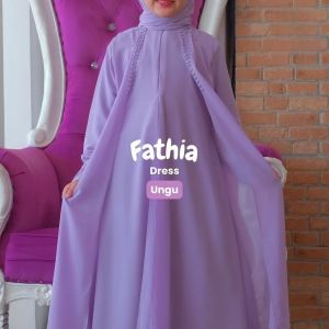 ANFAF - Fathia Dress Kids Plus Hijab Gamis Anak Lebaran 2025 Model Terbaru Dress Anak Perempuan Import