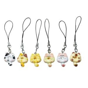 6ชิ้นกระเป๋าแฟชั่นสายคล้องโทรศัพท์แมวที่ทันสมัยเนื้อเรซินอุปกรณ์ประดับโทรศัพท์แมวเหมาะสำหรับตกแต่งบ้านที่ไม่เหมือนใคร