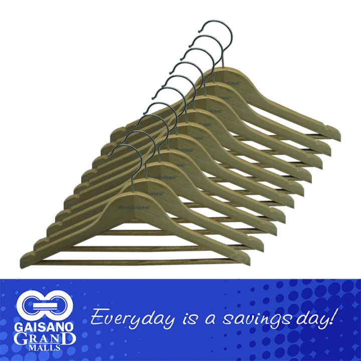 Clothes Hanger, 10piece Wooden Clothes Hangers in Brown 716 Gaisano