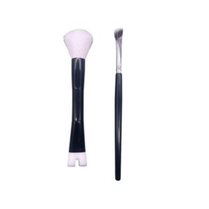 STARGOODS 2Pcs หัวคู่ ชุดแปรงคอนทัวร์จมูก แบบ2-in-1 แบบพกพาได้ แปรงอายแชโดว์แบบฝุ่น มืออาชีพอย่างมืออาชีพ นุ่มนุ่มๆ แปรงเงาจมูก สำหรับนักเรียน