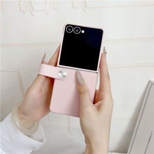 Luxury Matte PC With Strap Case For Samsung Galaxy Z Flip 8 7 FE 6 5 4 3 Flip8 5G Folding Shockproof Protect Cover