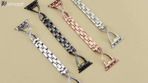 Metal Bands Compatible with Watch Band for Women 38mm 40mm 41mm 42mm 44mm 45mm 46mm 49mm Bling Dressy X-Shape Bracelet for iWatch Ultra SE Series 11 10 9 8 7 6 5 4 3 (Black)