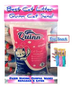 6 Liter Pasir Kucing Gumpal Wangi QUINN BENTONITE CAT LITTER FREE SNACK BASAH