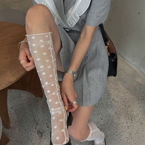 Japanese Polka Dot Mesh Summer Pile Socks Ins Style Sweet Retro Thin Womens Mid Tube Socks Bloggers Same Hot Selling Socks h260729