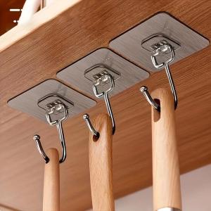 5/10Pcs Hook Transparent Self-Adhesive Wall Hooks Reusable Strong Adhesive Hooks for Smooth Surfaces