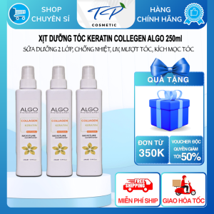 Xịt dưỡng tóc Keratin Collagen Algo 250ml - Sữa dưỡng 2 lớp chống nhiệt UV Mượt tóc kích mọc tóc