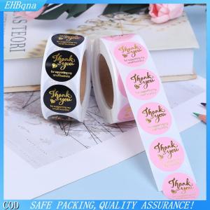 [COD] 500pcs Thank you sticker wedding decor seal hot stamping pink black round label