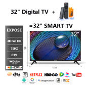 EXPOSE Smart TV 43 Inch Android 12 Digital 4K TV LED Bluetooth Television Flat Screen Smart TV on sale Google TV