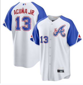 Embroidered baseball jersey MLB embroidered baseball jersey Atlanta Braves city edition size 13 # ACUNAJR Ronald jersey