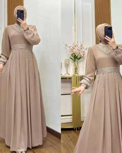 gamis muslim wanita terbaru bahan ceruty mix brukat aplikasi payet kekninian / gamis kondangan