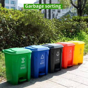 MR. CHAIR Heavy Duty Plastic Trash Bin 20L 30L 50L 100L with Step Foot Pedal Kitchen Garbage Trash Can Restroom Waste Bin Pedal trash bin Bathroom Dust Bin Recycling Bin