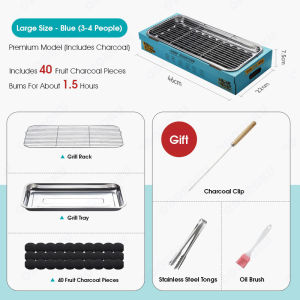 & Portable Charcoal Grill BBQ Set Biodegradable Mini Grill Charcoal Included Inst