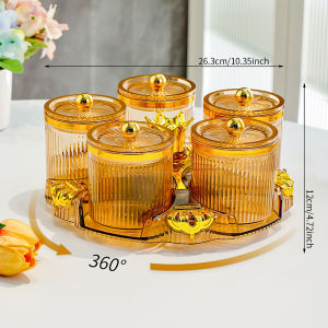 #Hot selling#厨房旋转香料调料盒多罐防潮密封盐调味罐花茶杂粮罐密封罐收纳盒dayuan