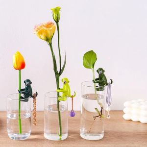 JAV5134 ป้องกันการตก ขาตั้งต้นไม้ลิง การ์ตูนลายการ์ตูน ที่แขวนแขวน ลิงกระถางดอกไม้ Hugger สากลสากลสากล ซิลิโคนทำจากซิลิโคน พืชปีนต้นไม้รองรับ สวนในสวน