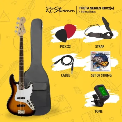 RCStromm Jazz Bass Style 4 String Electric Bass Guitar Combo Set Starter Package