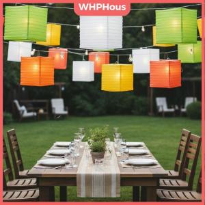 WHPHous Hand-Painted Square Paper Lanterns DIY Foldable Hanging Decor Without Candles For Indoor Outdoor Parties Weddings Home Garden